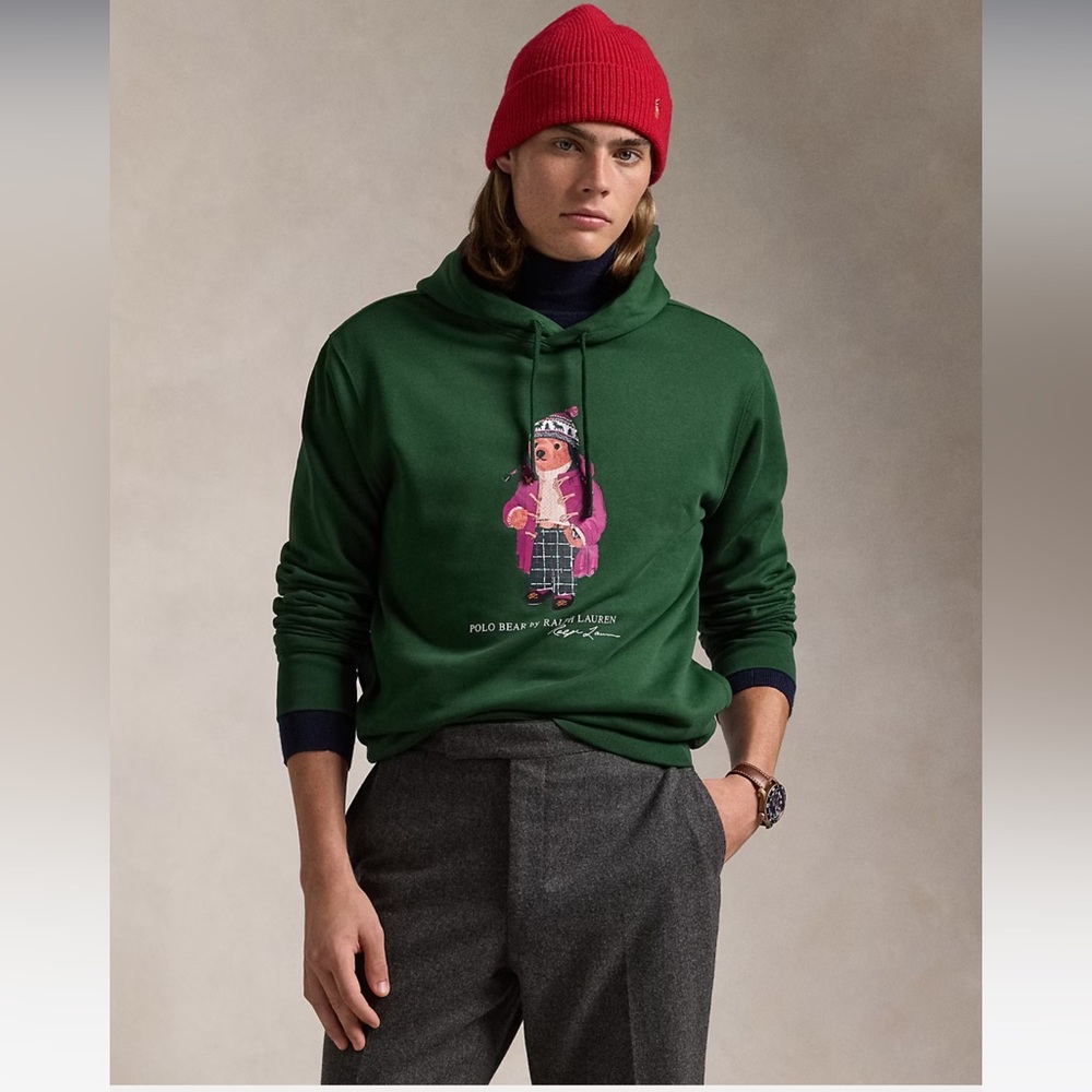 💚🐻 NEW WITH TAGS🐻💚 Polo Bear Fleece Hoodie Size M - Picture 3 of 9